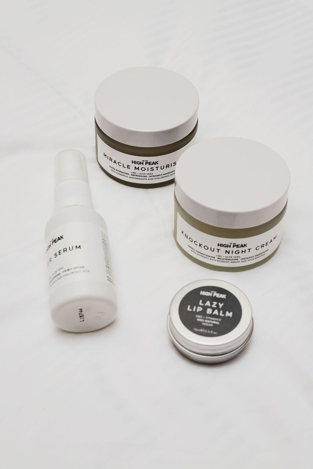 CBD Skincare Set (Serum, Moisturiser, Night Cream, Lip Balm) - We Are High Peak